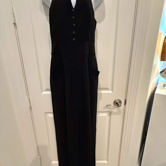 Anthropology, Elevenses Black Halter with beaded collar Jumpsuit size 2 - Picture 2 of 11